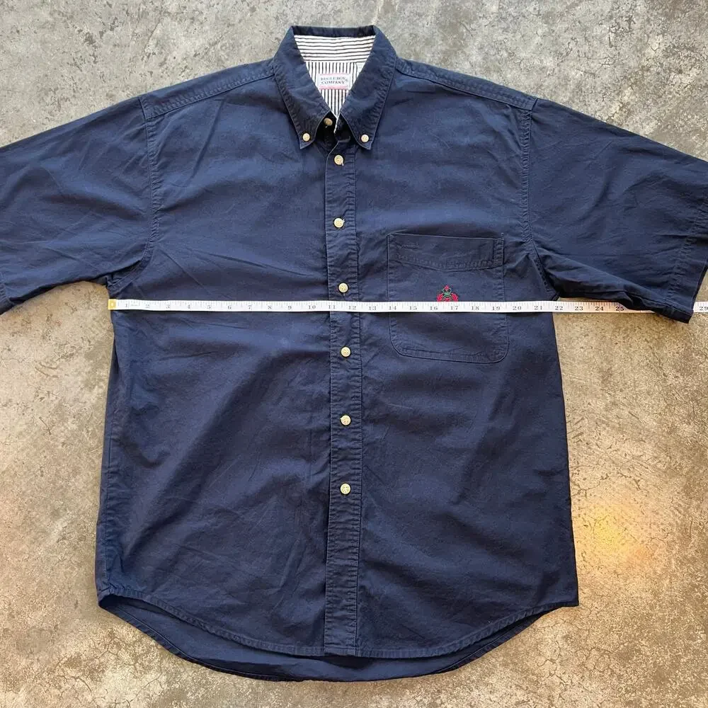 VTG Bugle Boy Company Shirt Mens Medium M Navy Blue Short Sleeve Crest Logo 90s - Picture 6 of 7